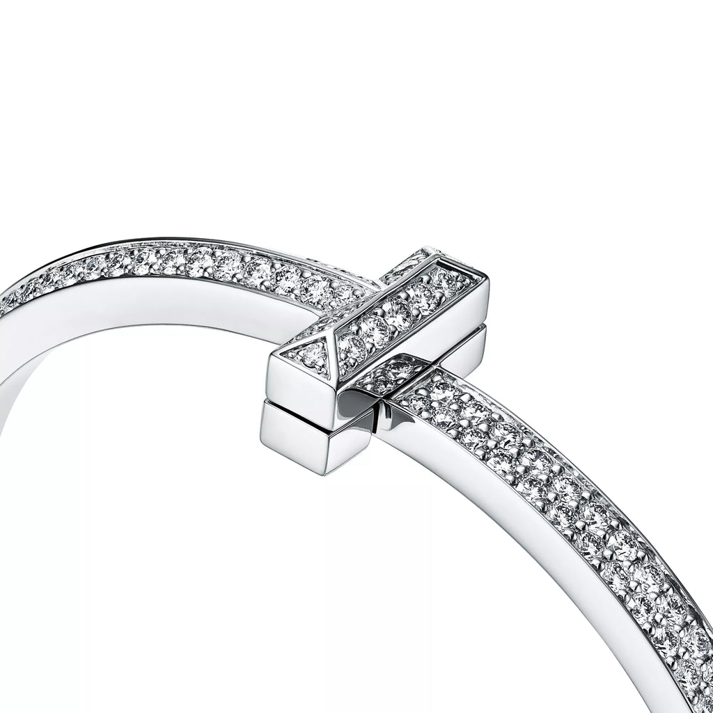 [Camiery] TB T Bracelet - T1 Wide White Gold Diamond Bangle