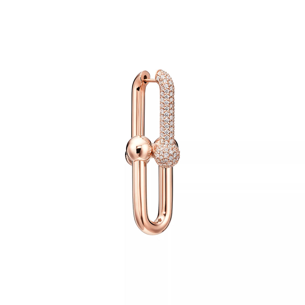 [Camiery] TF Pulse Earrings - Medium Link Pavé Diamonds (Rose Gold)