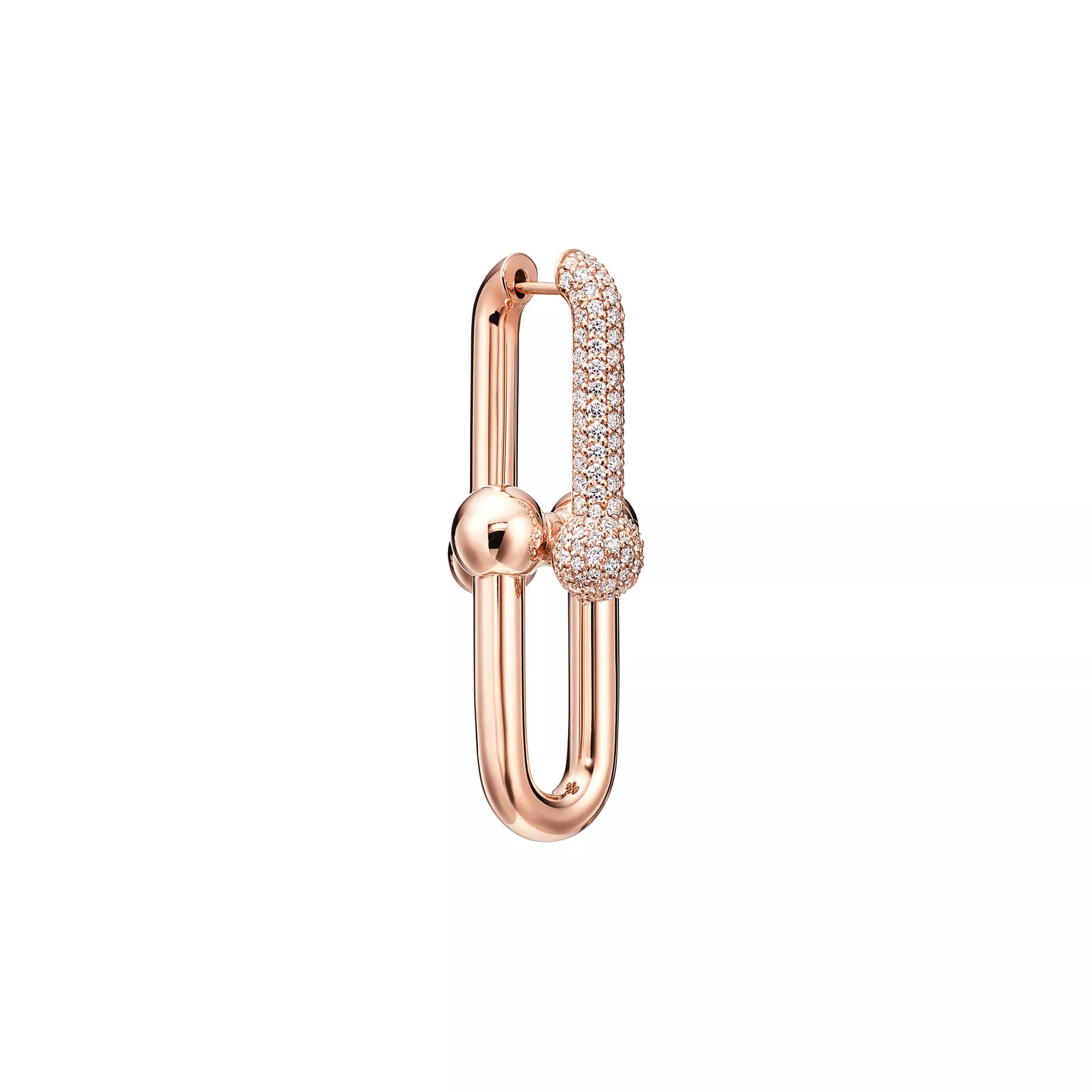 [Camiery] TF Pulse Earrings - Large Link Pavé Diamonds (Rose Gold)