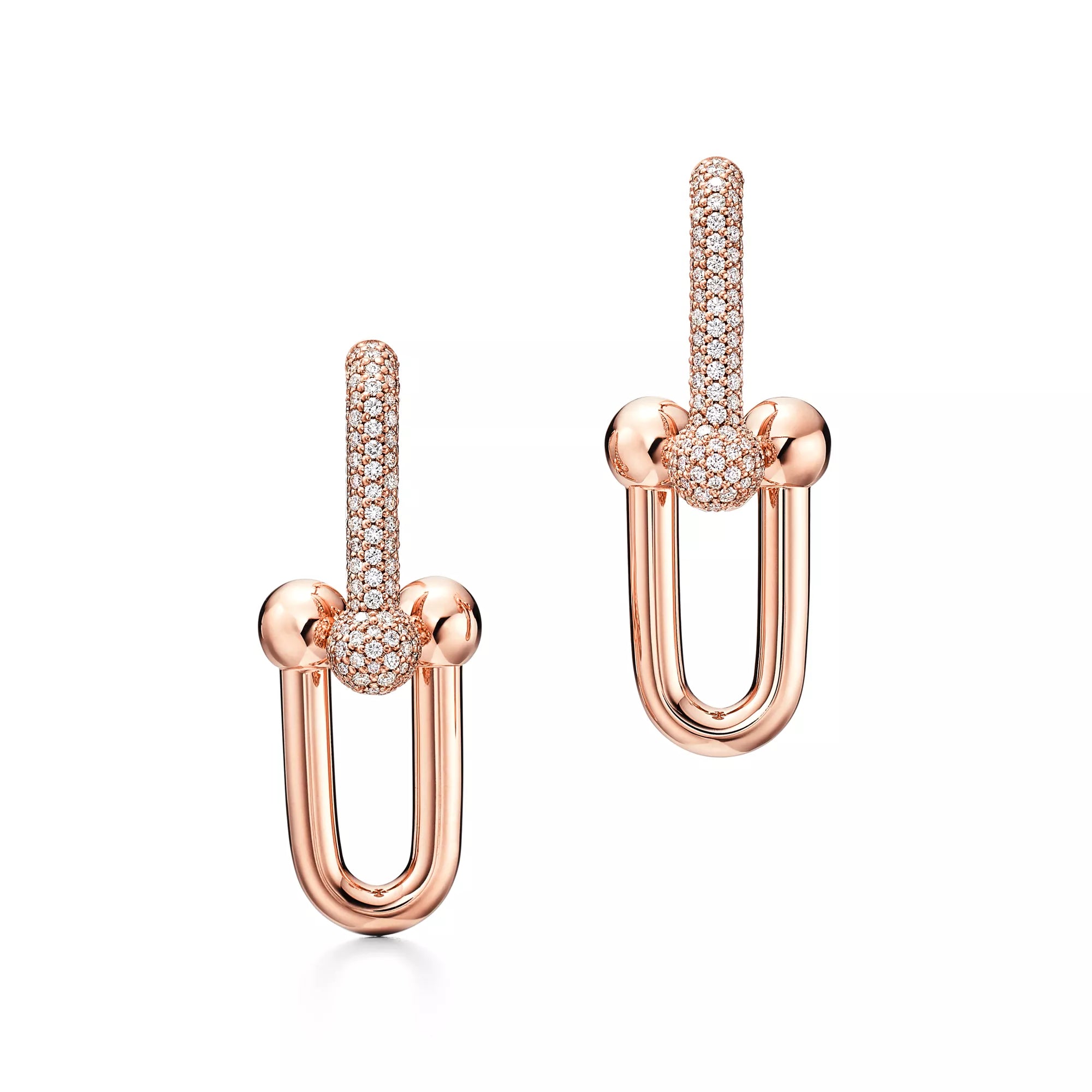 [Camiery] TF Pulse Earrings - Large Link Pavé Diamonds (Rose Gold)
