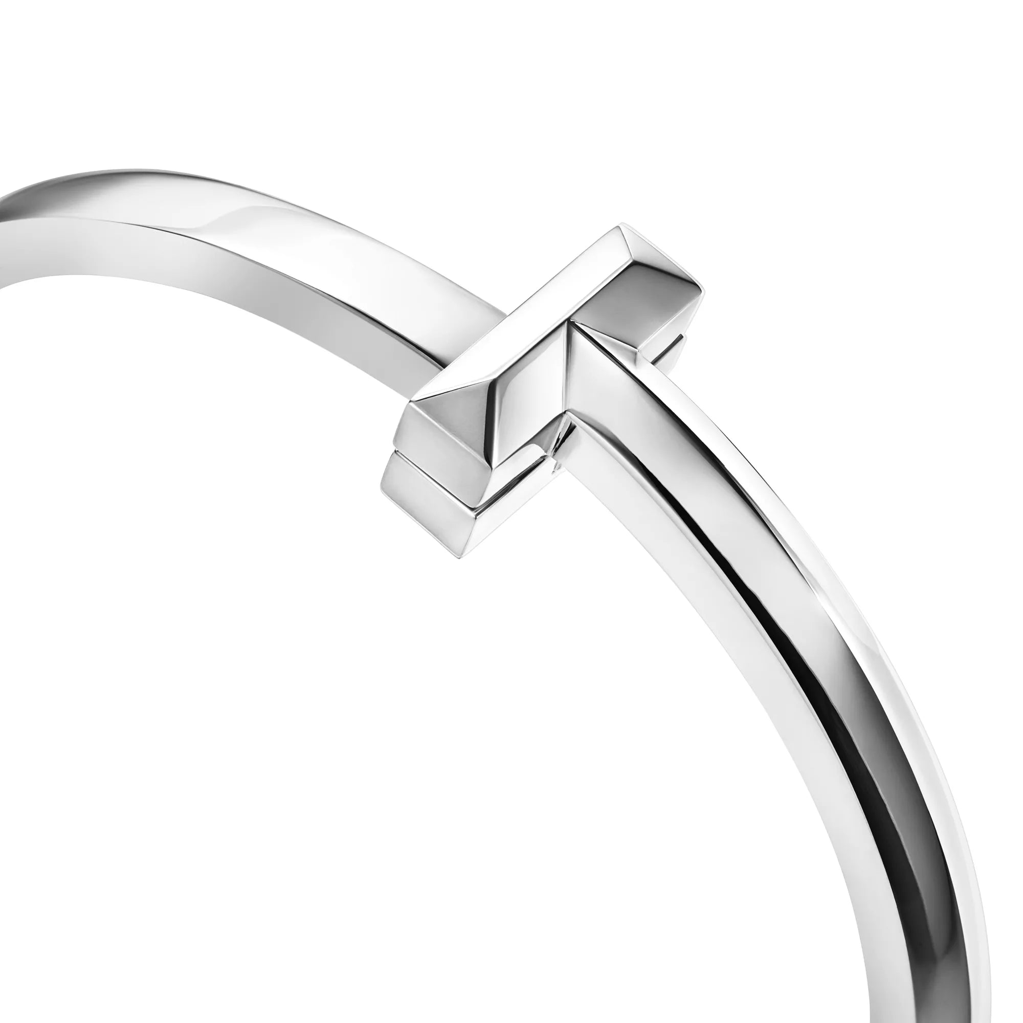 [Camiery] TF Bracelet - T1 Wide Hinged Bangle in White Gold