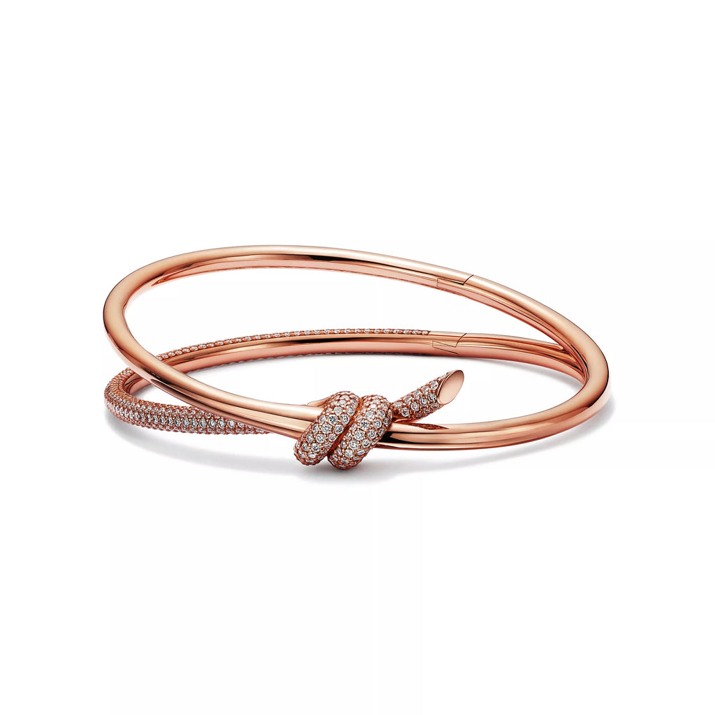 [Camiery] TF Lucent Bracelet - Double Row Diamond Hinged Bangle (Rose Gold)