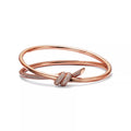 [Camiery] TF Lucent Bracelet - Double Row Diamond Hinged Bangle (Rose Gold)