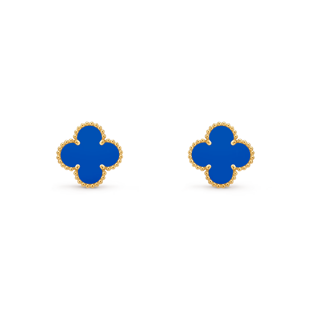 [Camiery] VA CLOVER 1 MOTIFS AGATE GOLD EARRINGS