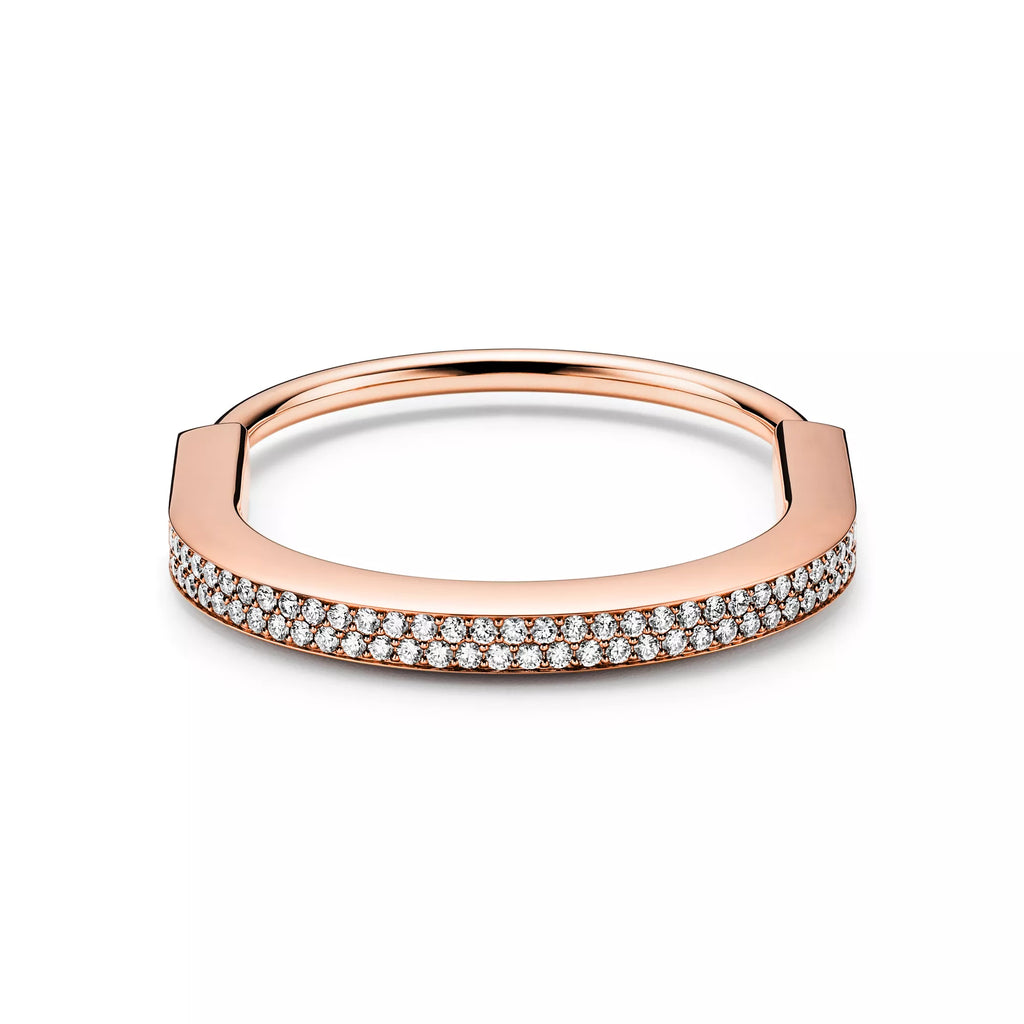 [Camiery] TF Lock bracelet - Bangle in Rose Gold with Full Pavé Diamonds