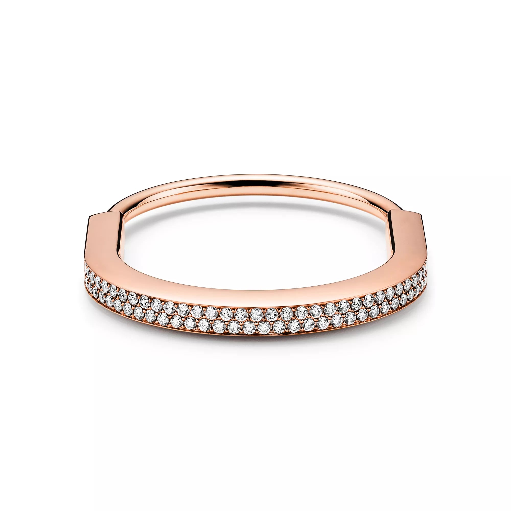 [Camiery] TF Lock bracelet - Bangle in Rose Gold with Full Pavé Diamonds