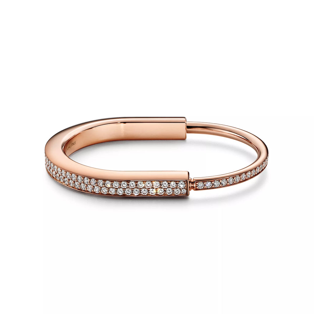 [Camiery] TF Lock bracelet - Bangle in Rose Gold with Full Pavé Diamonds
