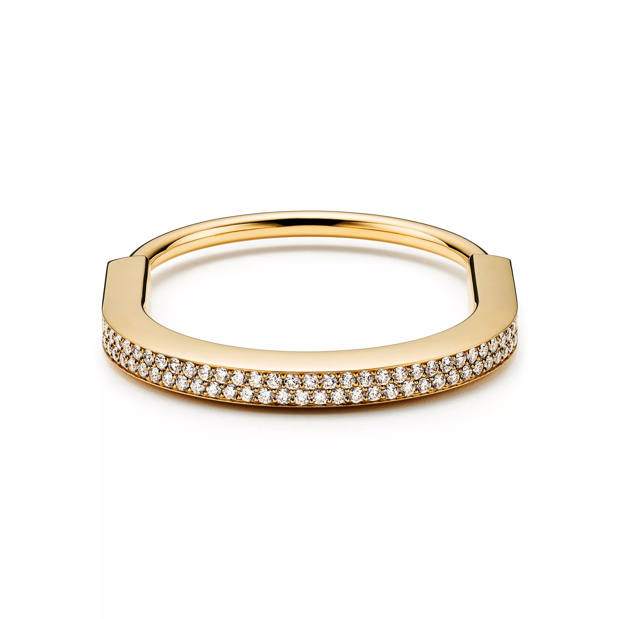 [Camiery] TF Lock bracelet - Bangle in Yellow Gold with Full Pavé Diamonds