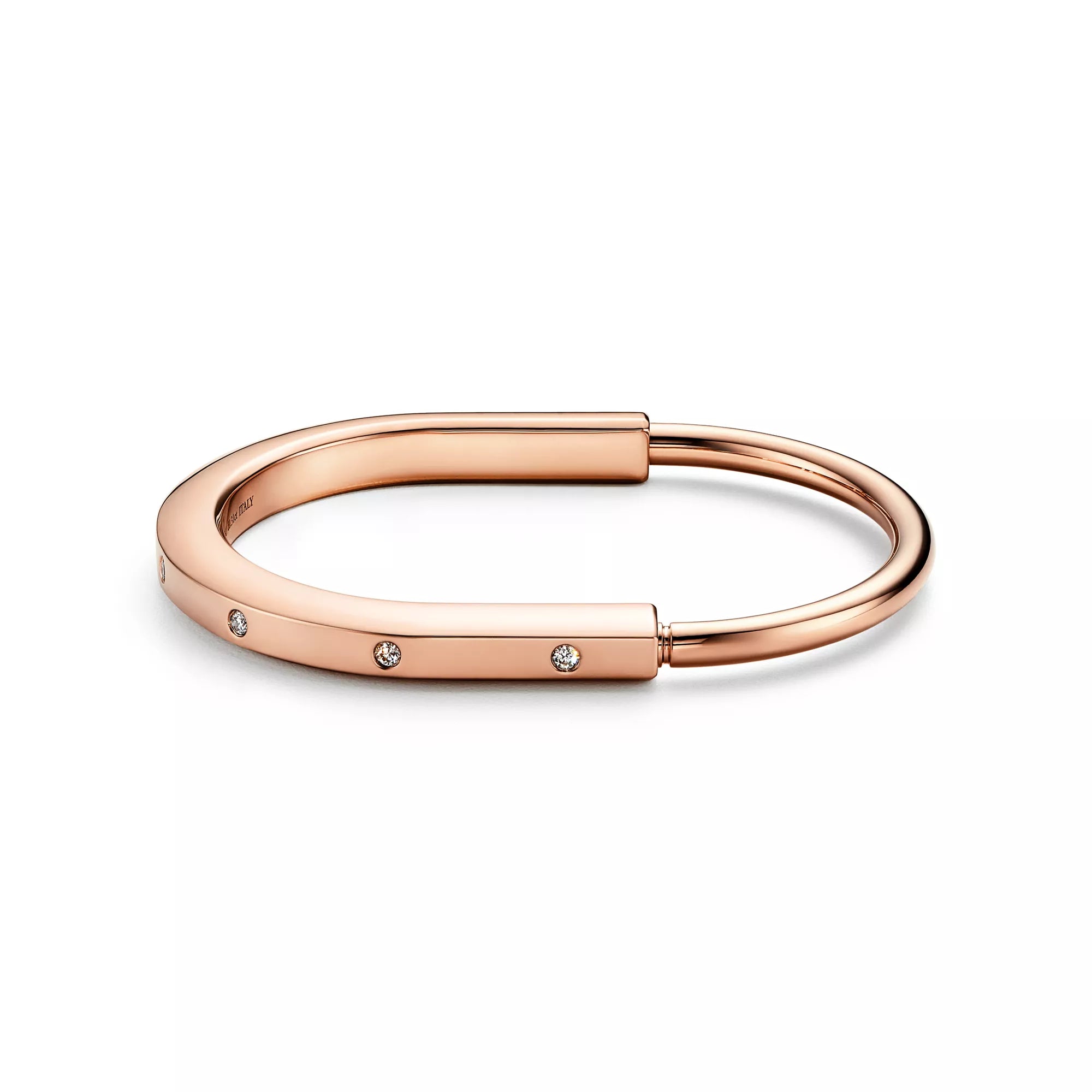 [Camiery] TF Lock bracelet - Bangle in Rose Gold with Diamond Accents