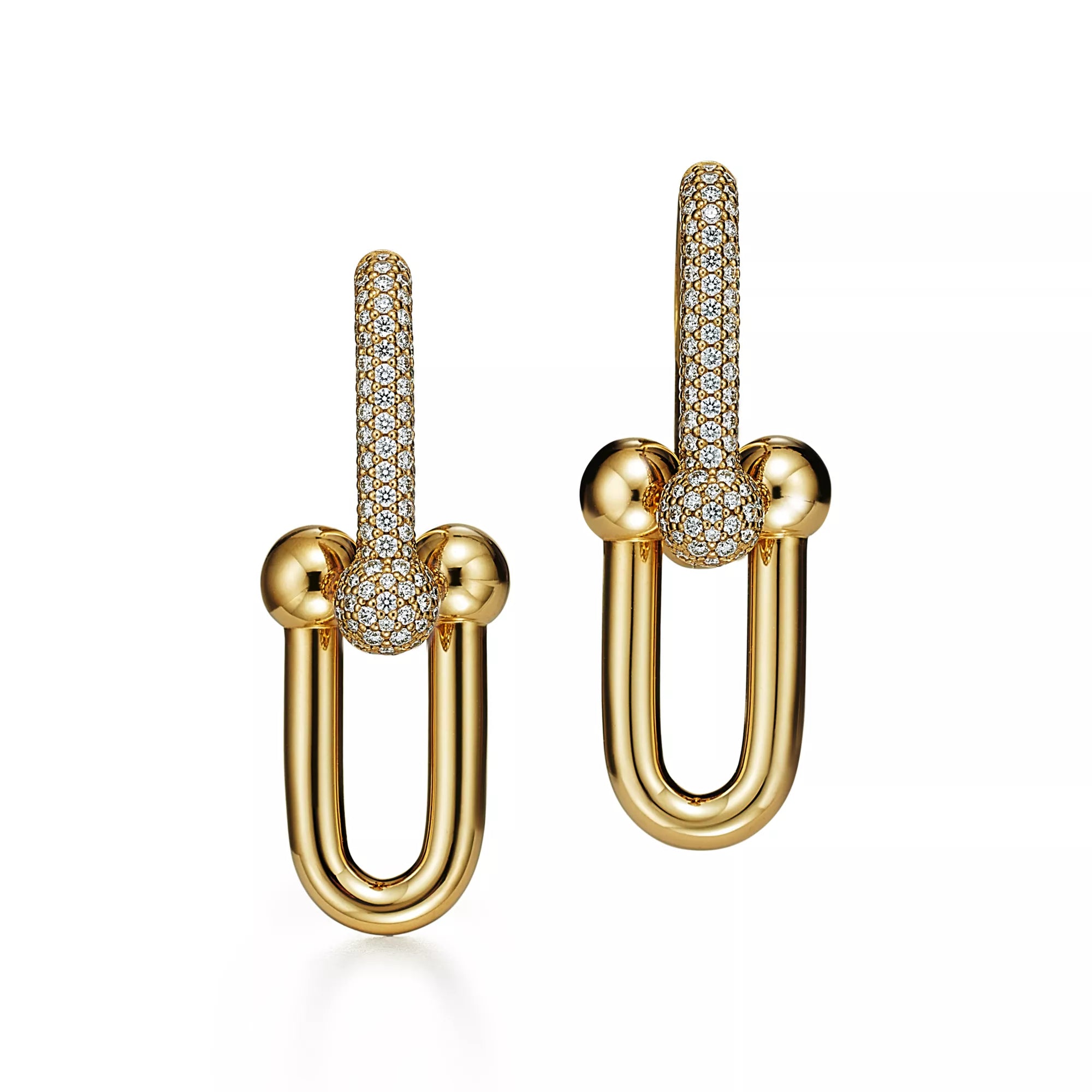 [Camiery] TF Pulse Earrings - Large Link Pavé Diamonds (Yellow Gold)