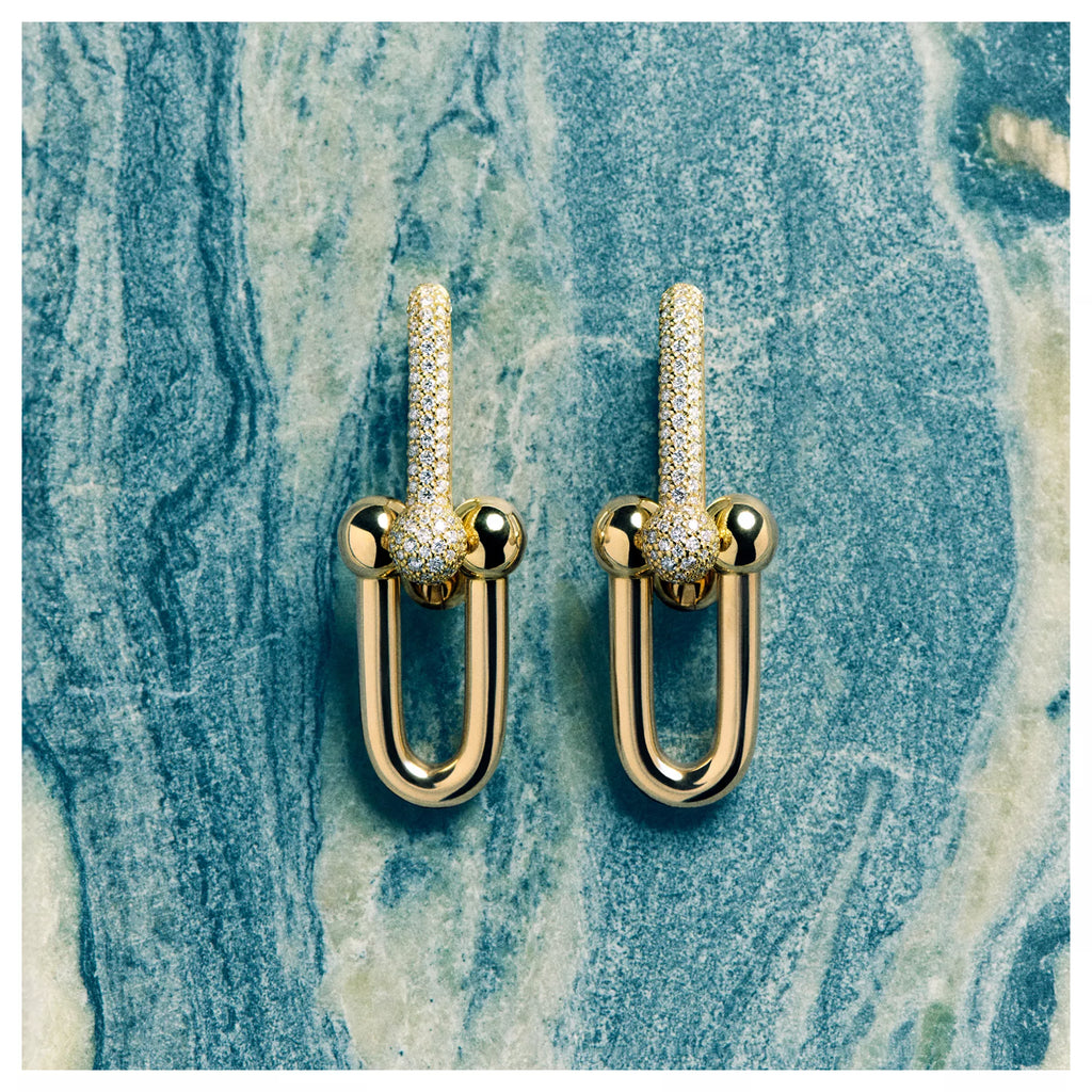 [Camiery] TF Pulse Earrings - Medium Link Pavé Diamonds (Yellow Gold)