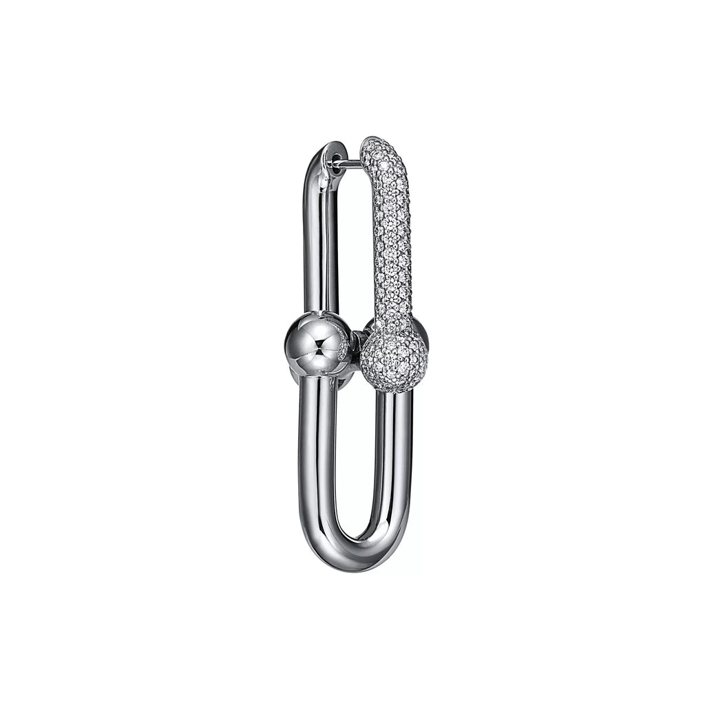 [Camiery] TF Pulse Earrings - Large Link Pavé Diamonds (White Gold)
