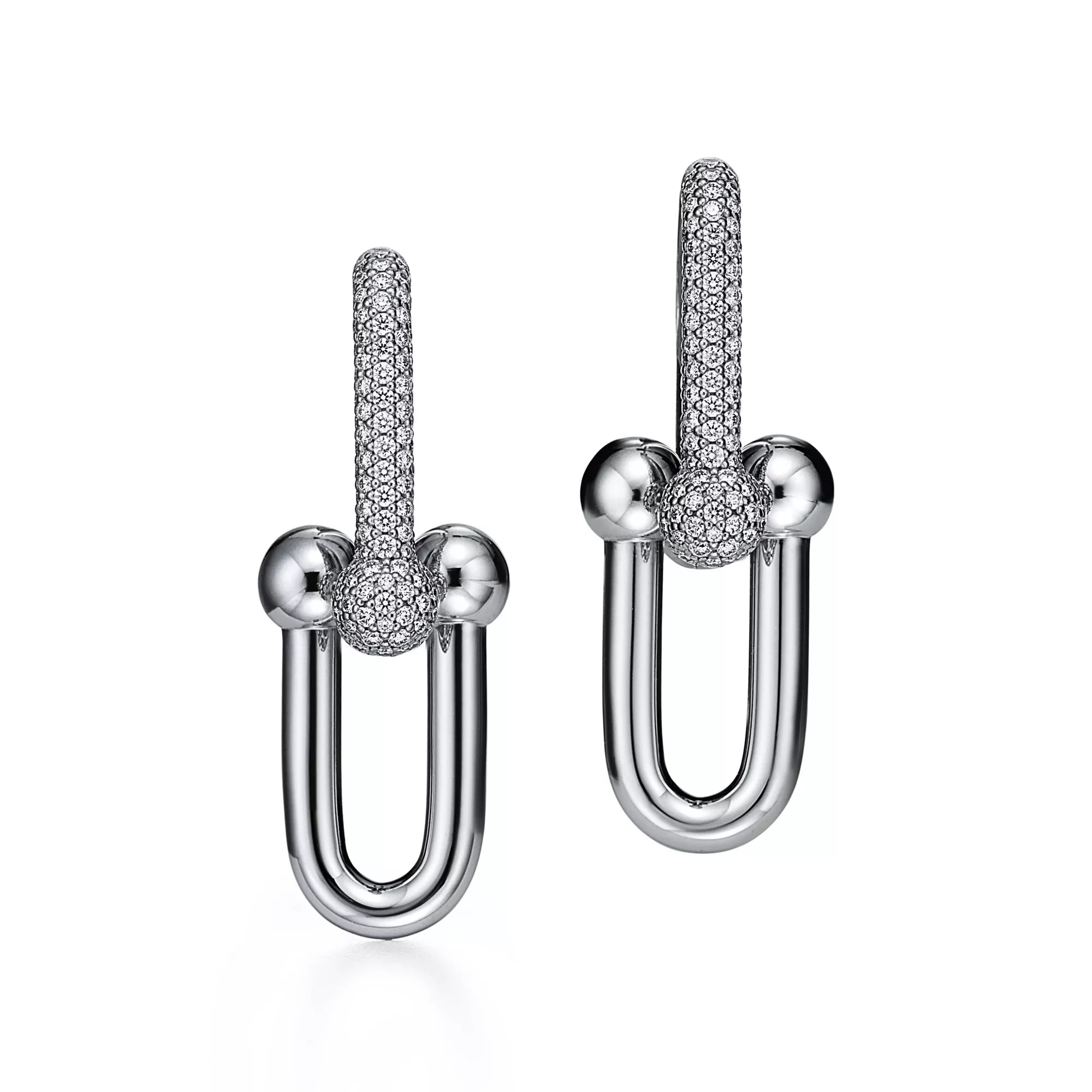 [Camiery] TF Pulse Earrings - Medium Link Pavé Diamonds (White Gold)