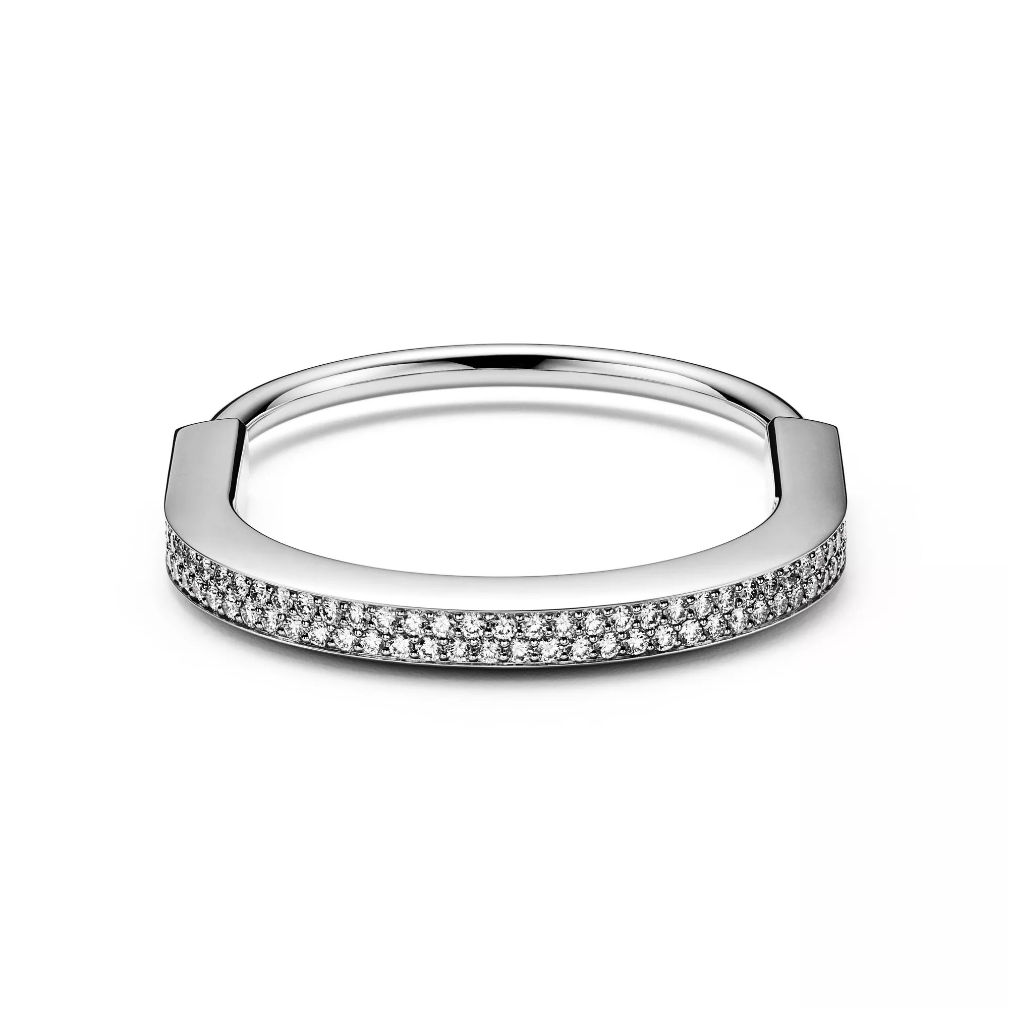 [Camiery] TF Lock bracelet - Bangle in White Gold with Full Pavé Diamonds