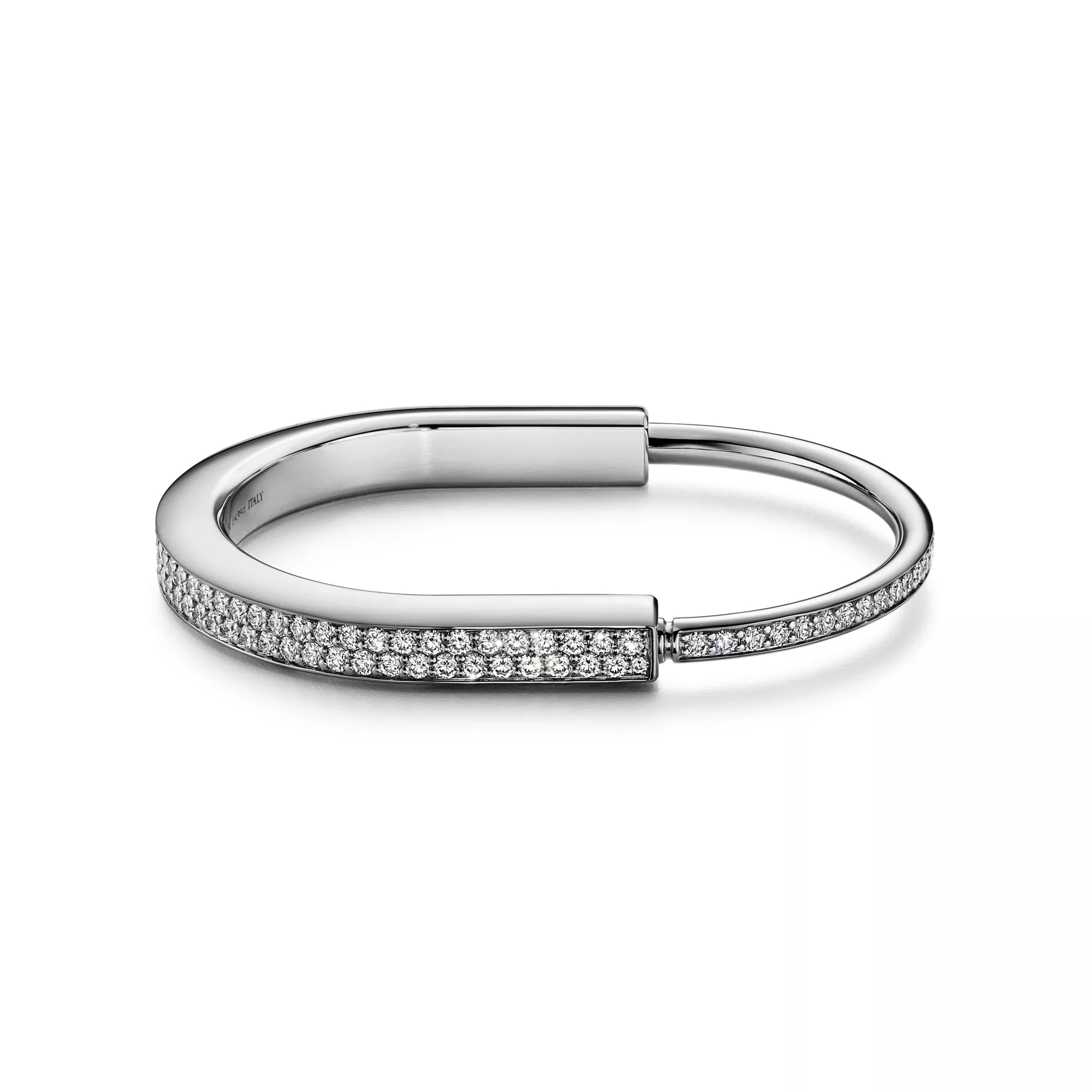 [Camiery] TF Lock bracelet - Bangle in White Gold with Full Pavé Diamonds
