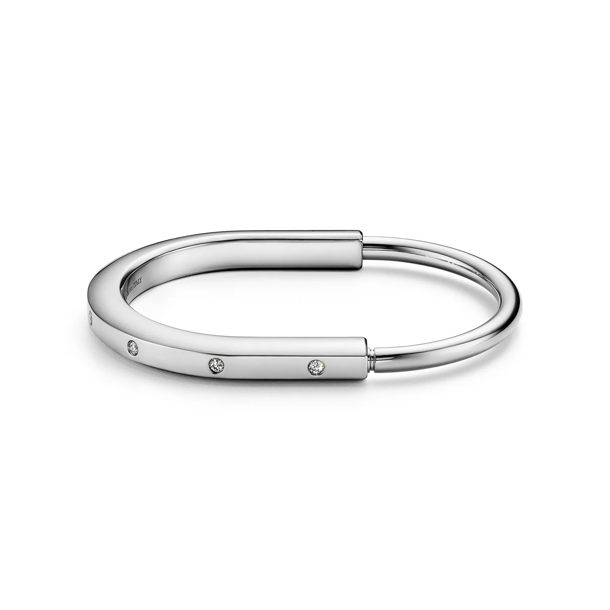 [Camiery] TF Lock bracelet - Bangle in White Gold with Diamond Accents