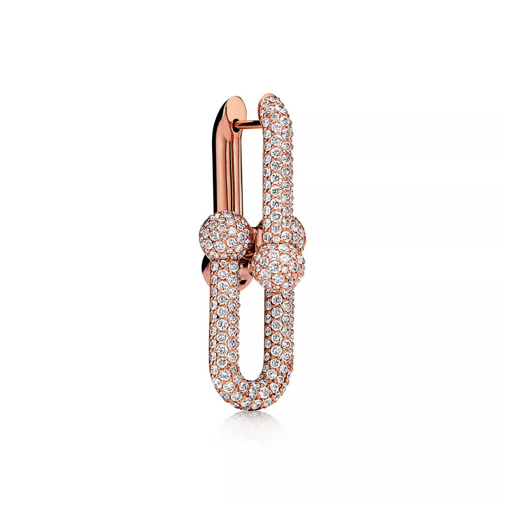 [Camiery] TF Pulse Earrings - Large Link Full Pavé Diamonds (Rose Gold)