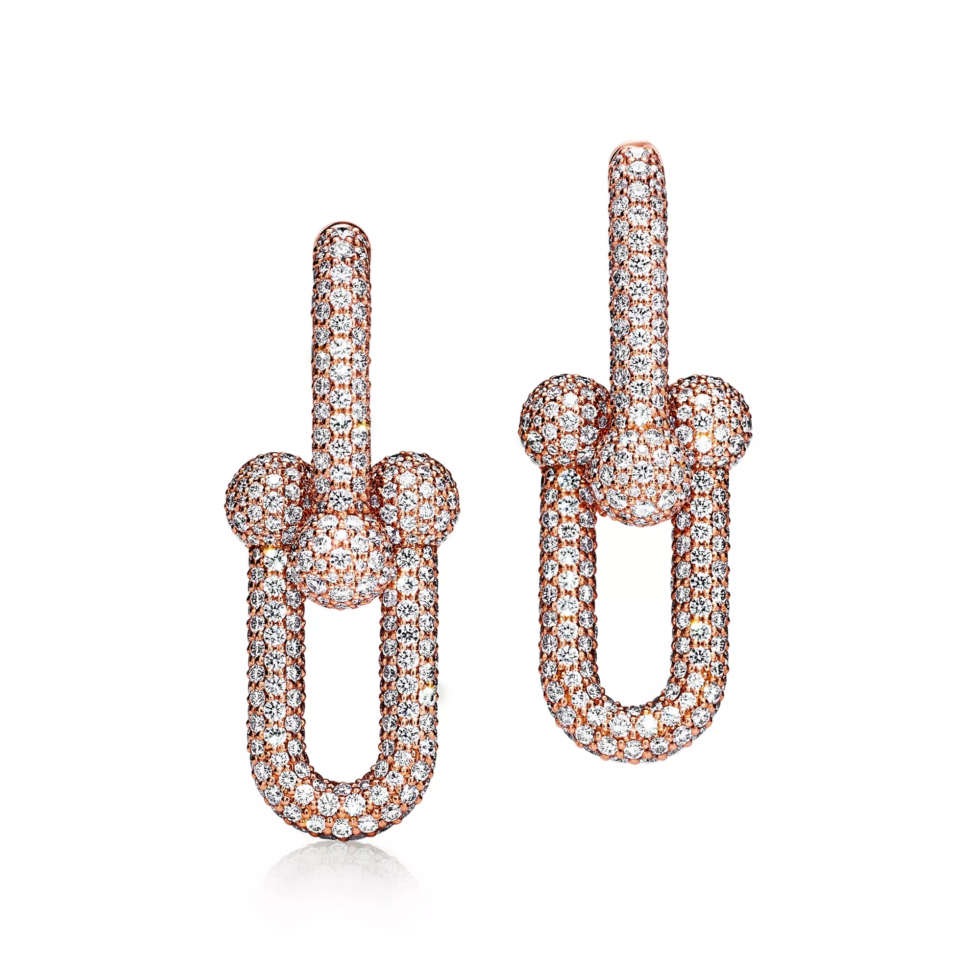 [Camiery] TF Pulse Earrings - Large Link Full Pavé Diamonds (Rose Gold)