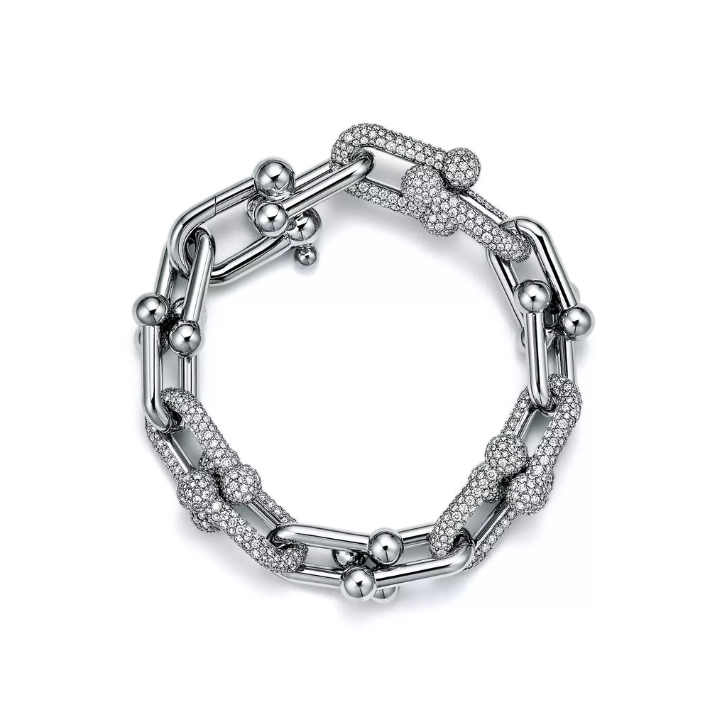 [Camiery] TF Pulse Bracelet - Large Link with 3 Diamond Links (White Gold)