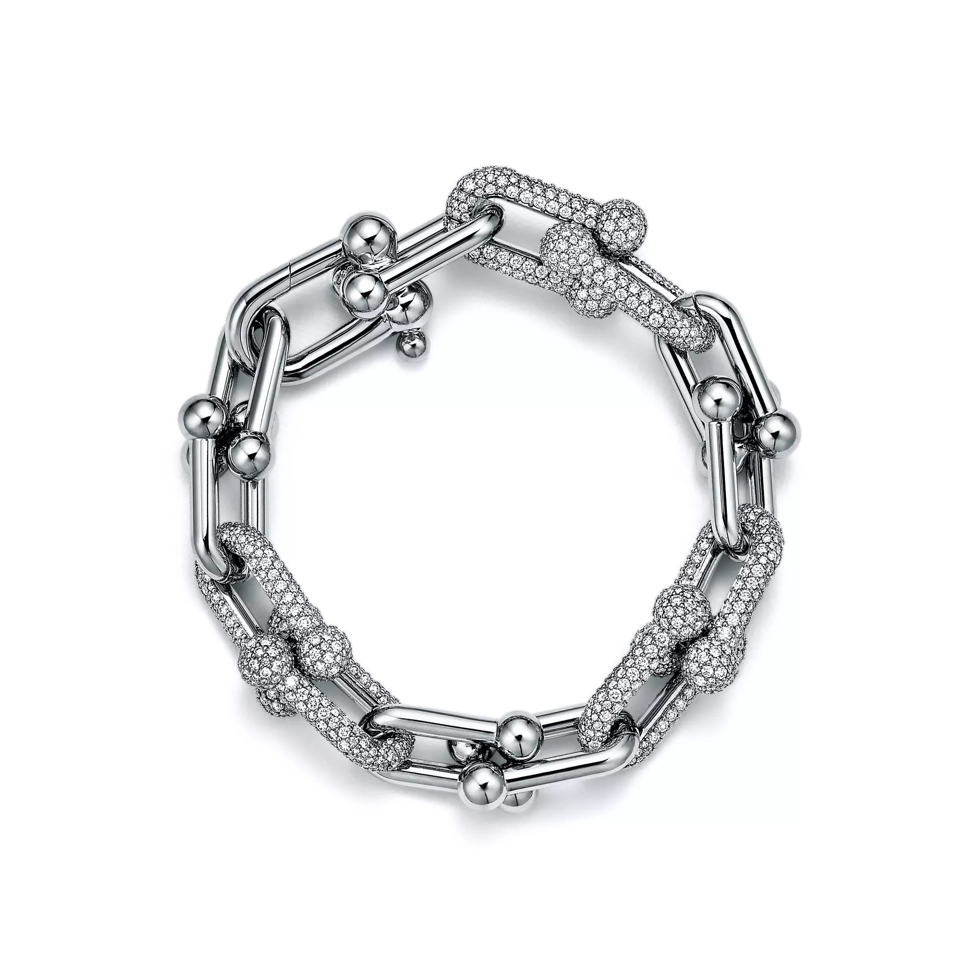 [Camiery] TF Pulse Bracelet - Large Link with 3 Diamond Links (White Gold)