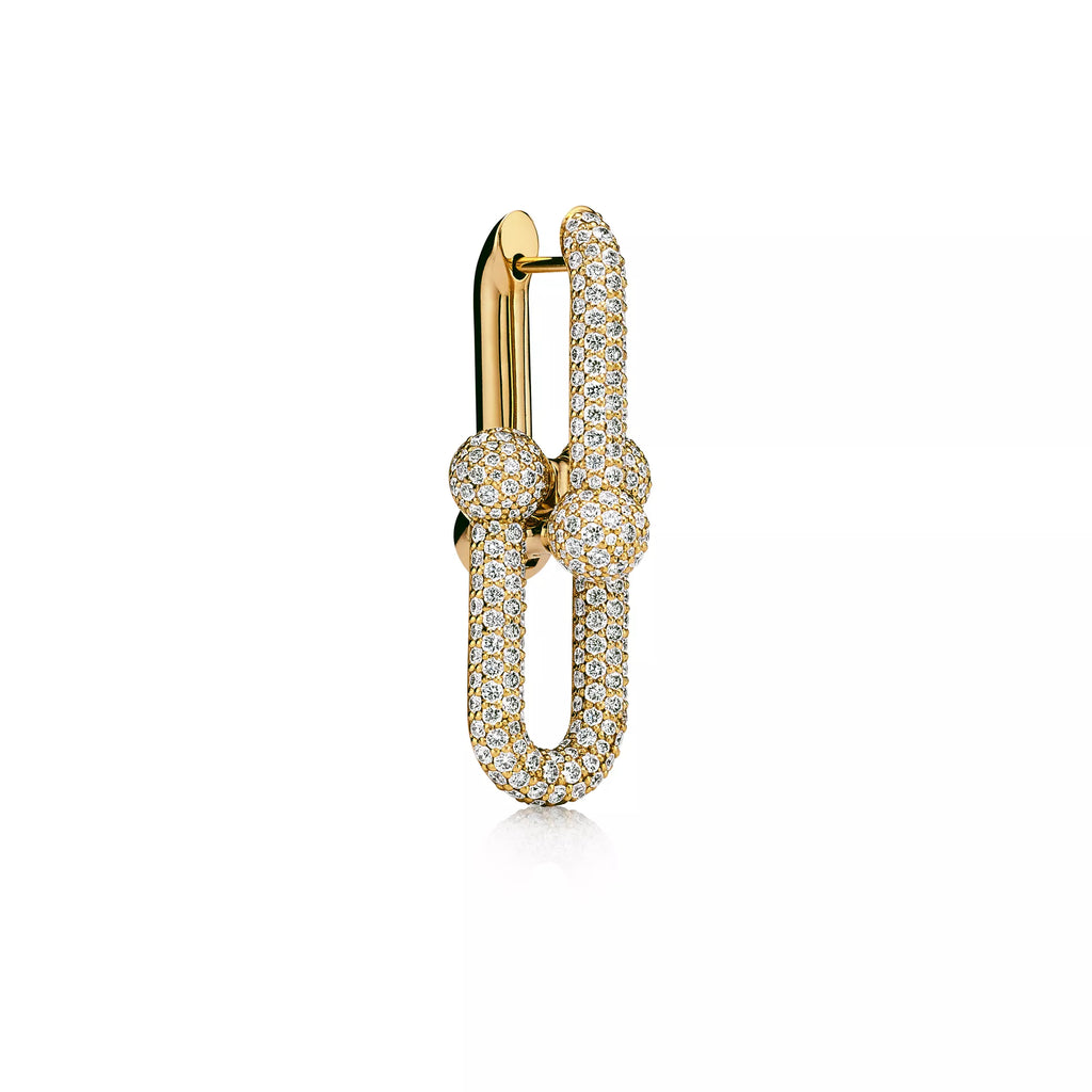 [Camiery] TF Pulse Earrings - Large Link Full Pavé Diamonds (Yellow Gold)