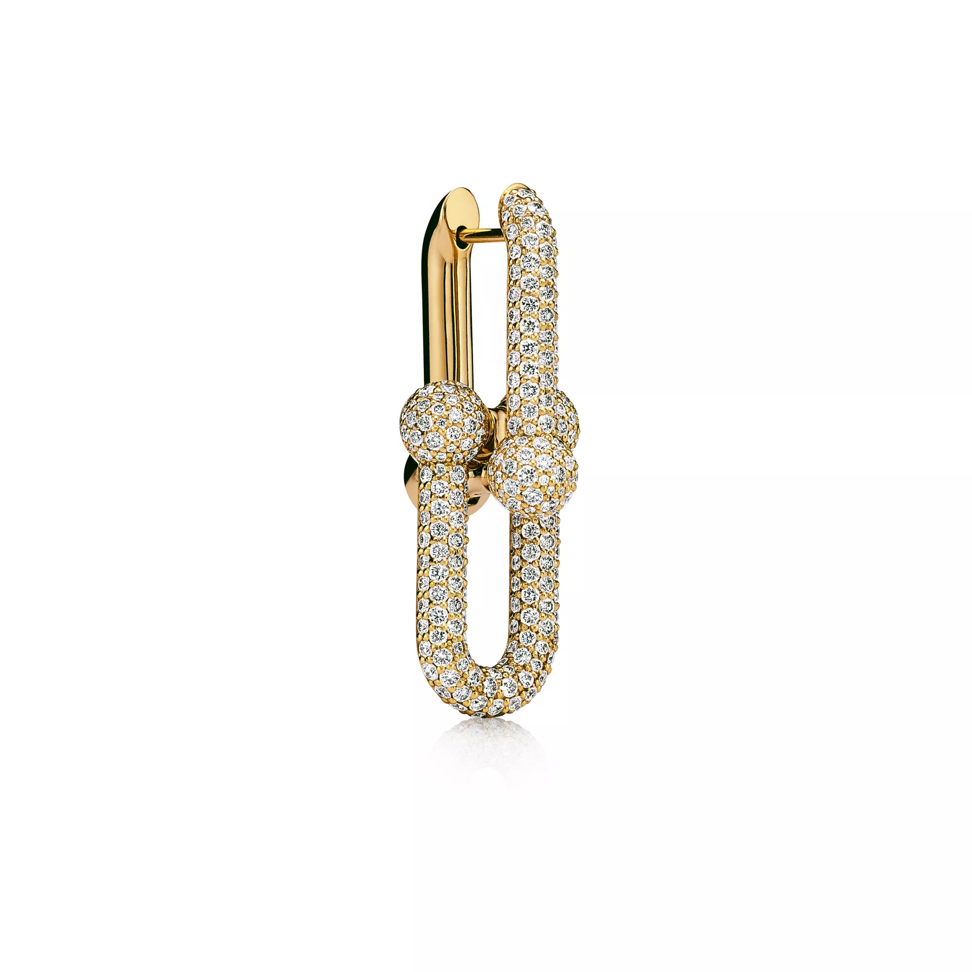 [Camiery] TF Pulse Earrings - Large Link Full Pavé Diamonds (Yellow Gold)