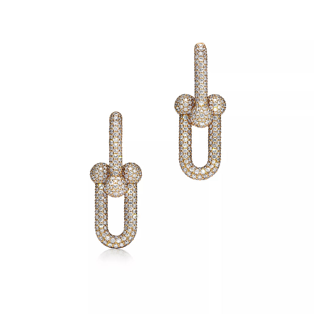 [Camiery] TF Pulse Earrings - Large Link Full Pavé Diamonds (Yellow Gold)