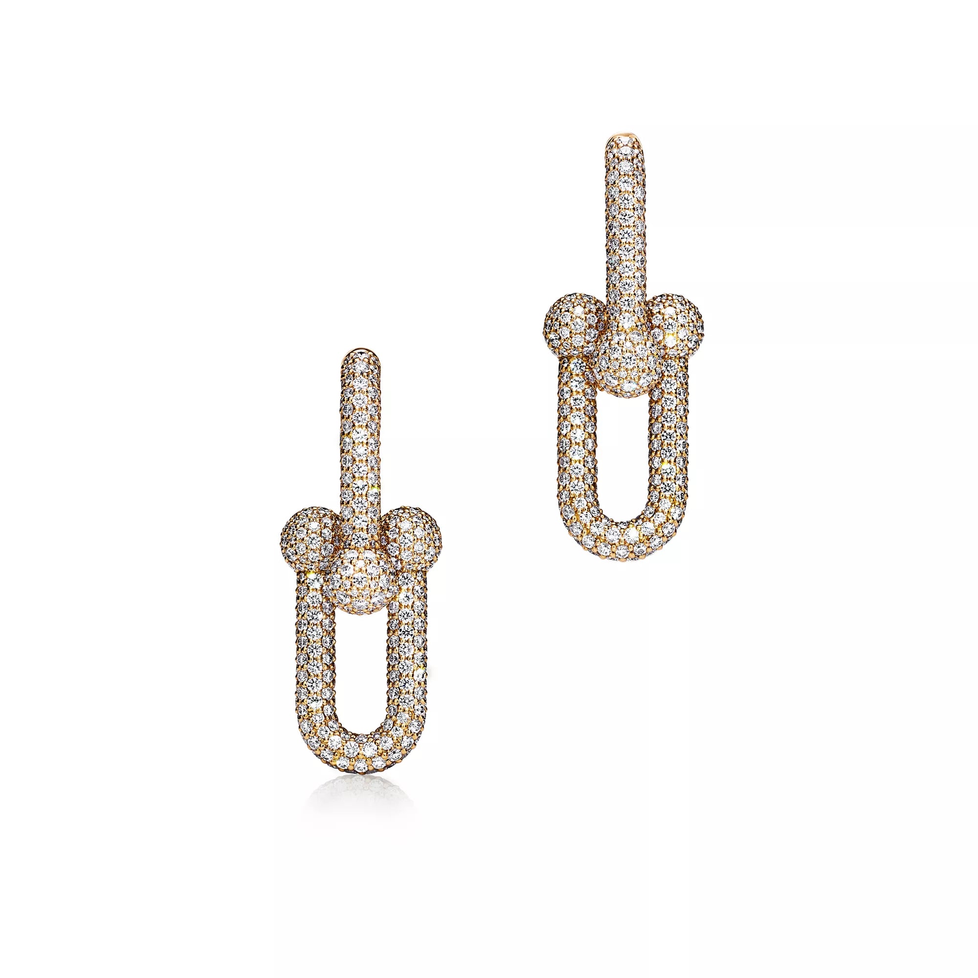 [Camiery] TF Pulse Earrings - Large Link Full Pavé Diamonds (Yellow Gold)