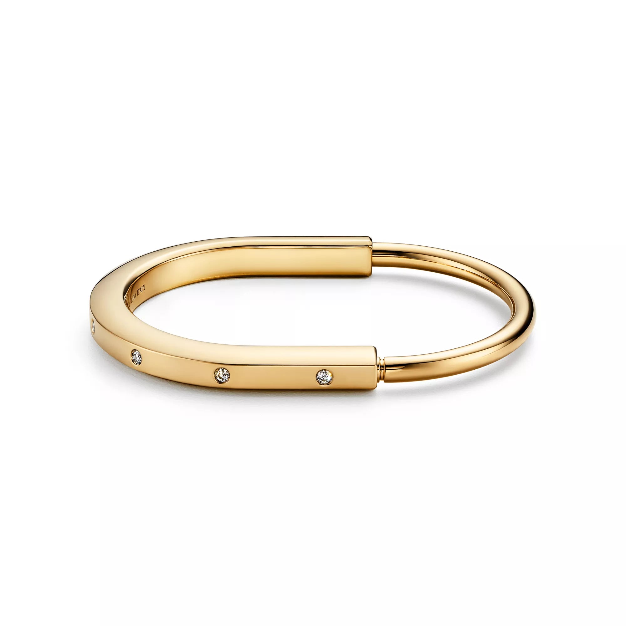 [Camiery] TF Lock bracelet - Bangle in Yellow Gold with Diamond Accents