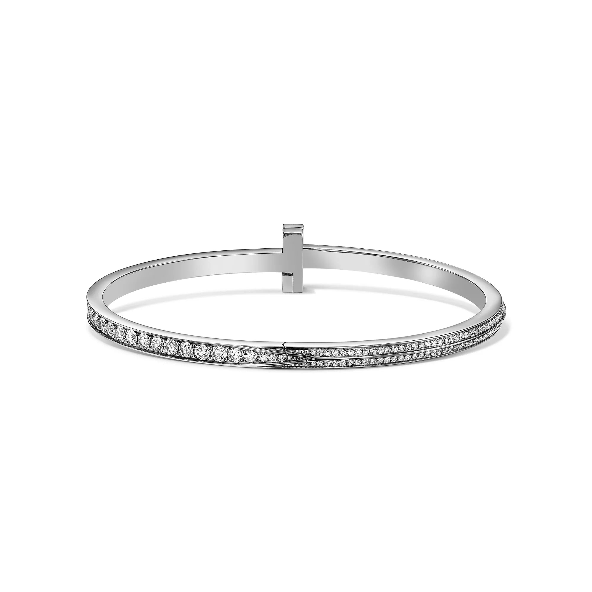 [Camiery] TF T Bracelet - T1 Narrow Pavé Diamond Hinged Bangle in White Gold