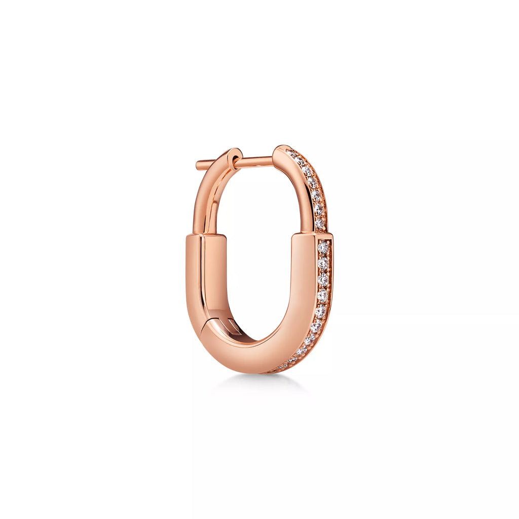[Camiery] TF Lock Earrings - Rose Gold with Full Pavé Diamonds, Small