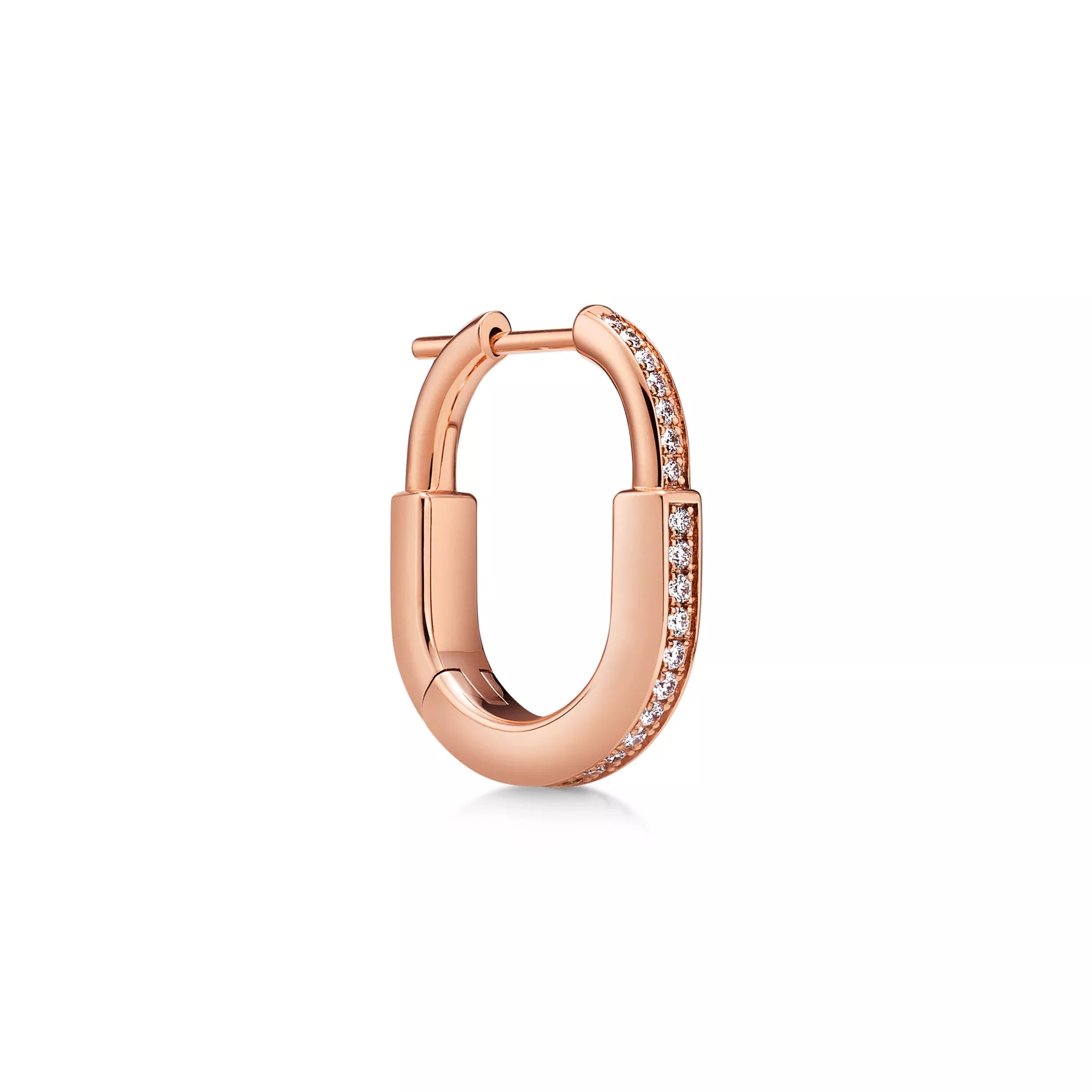 [Camiery] TF Lock Earrings - Rose Gold with Full Pavé Diamonds, Small