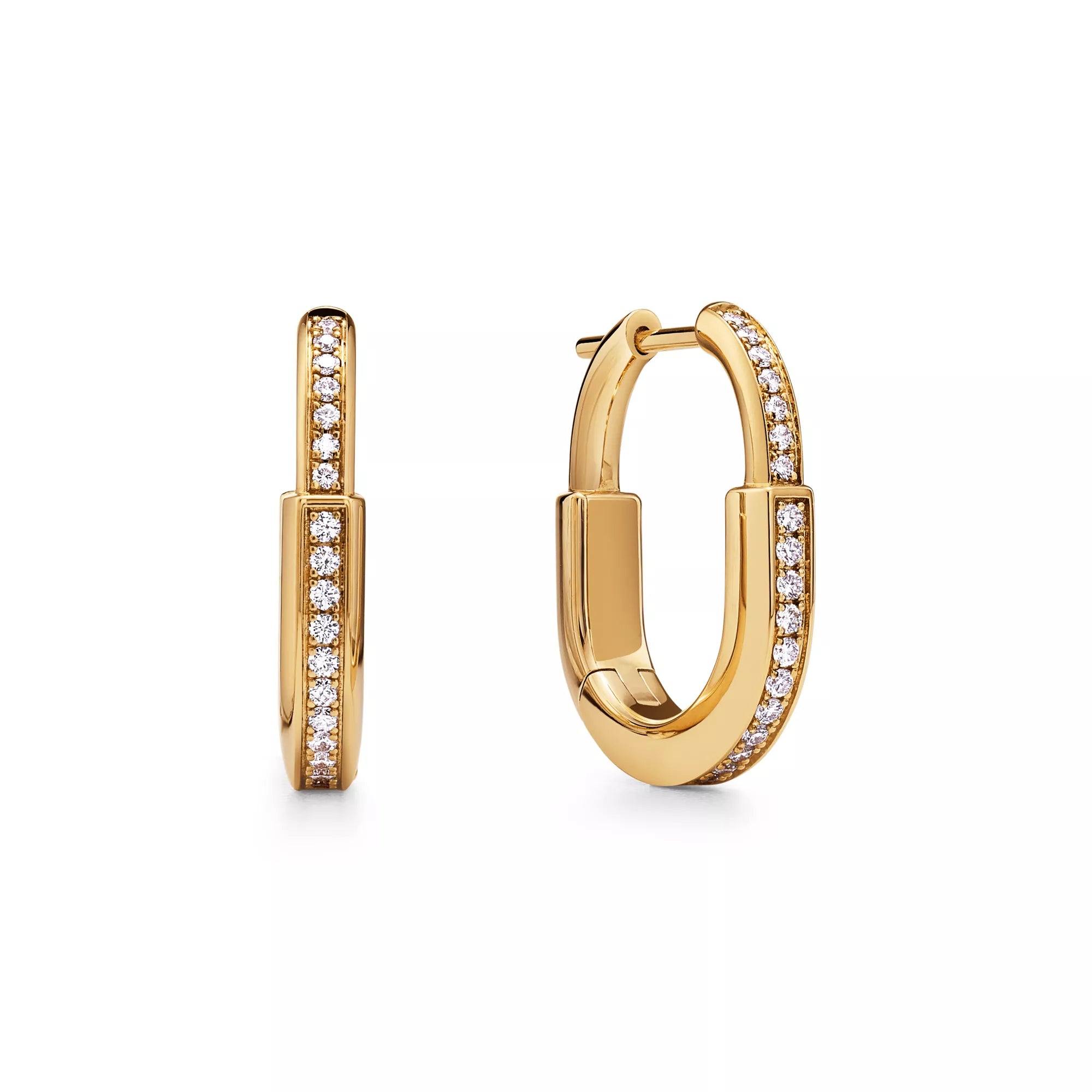 [Camiery] TF Lock Earrings - Yellow Gold with Full Pavé Diamonds, Small
