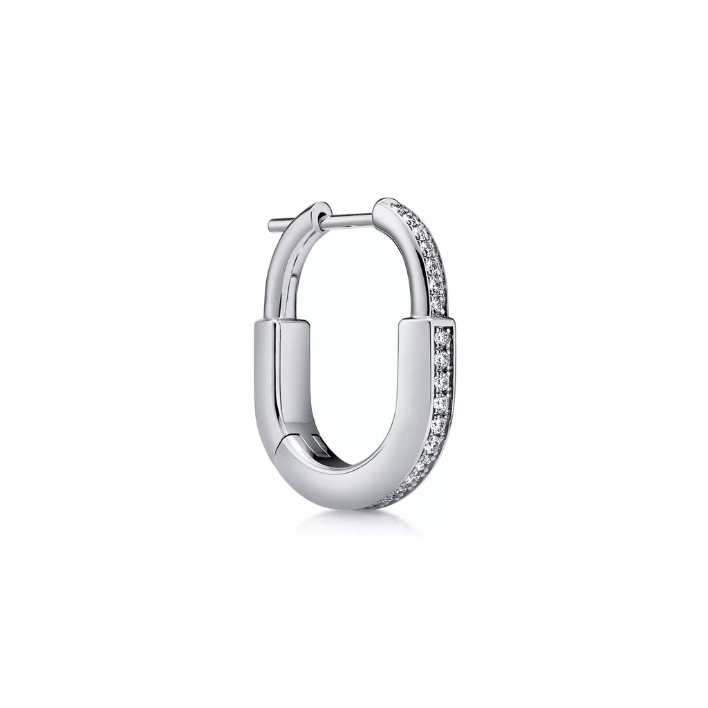 [Camiery] TF Lock Earrings - White Gold with Full Pavé Diamonds, Small