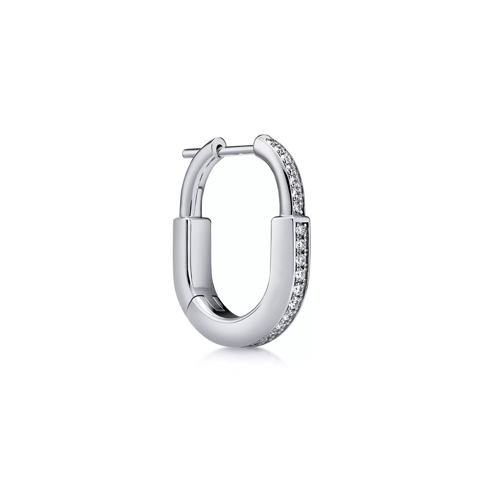 [Camiery] TF Lock Earrings - White Gold with Full Pavé Diamonds, Small