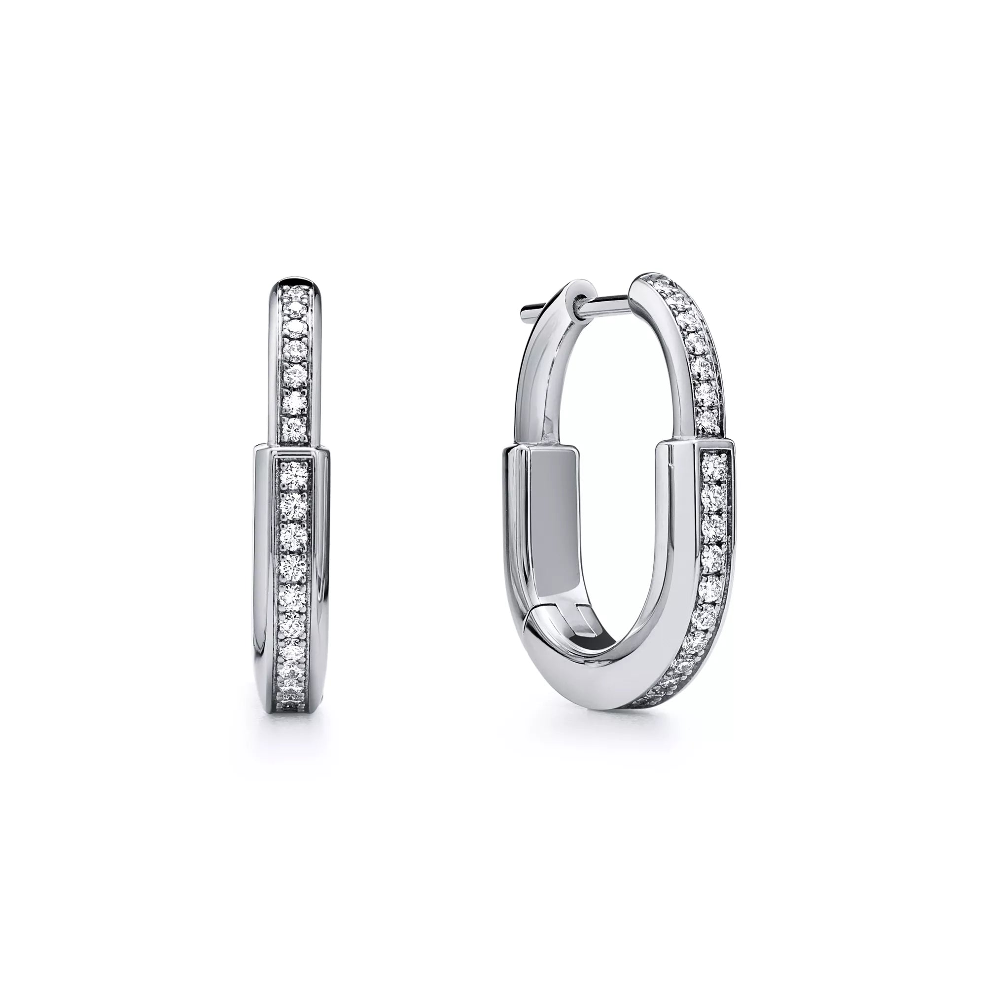 [Camiery] TF Lock Earrings - White Gold with Full Pavé Diamonds, Small