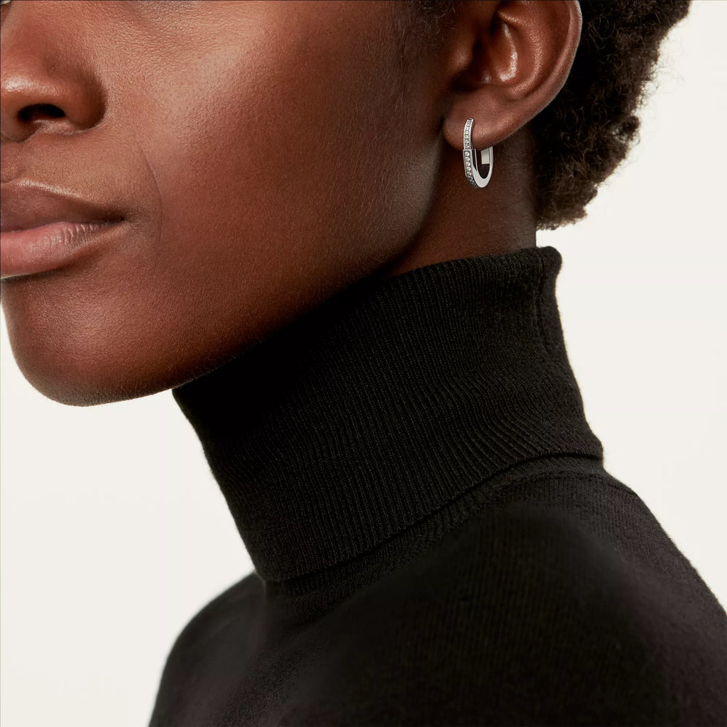 [Camiery] TF Lock Earrings - White Gold with Full Pavé Diamonds, Small