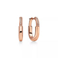 [Camiery] TF Lock Earrings - Rose Gold with Half Pavé Diamonds, Small