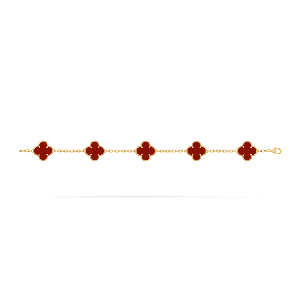 [Camiery] VA CLOVER 5 MOTIFS CARNELIAN BRACELET