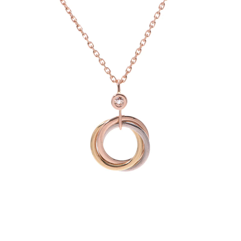 [CLOVER JEWELRY]TRINITY SILVER GOLD PINK GOLD NECKLACE
