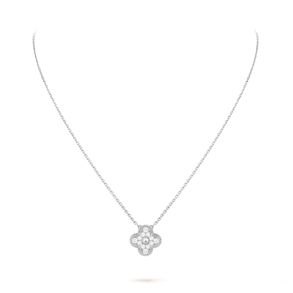 [Camiery] VA CLOVER 15MM DIAMOND WHITE GOLD NECKLACE