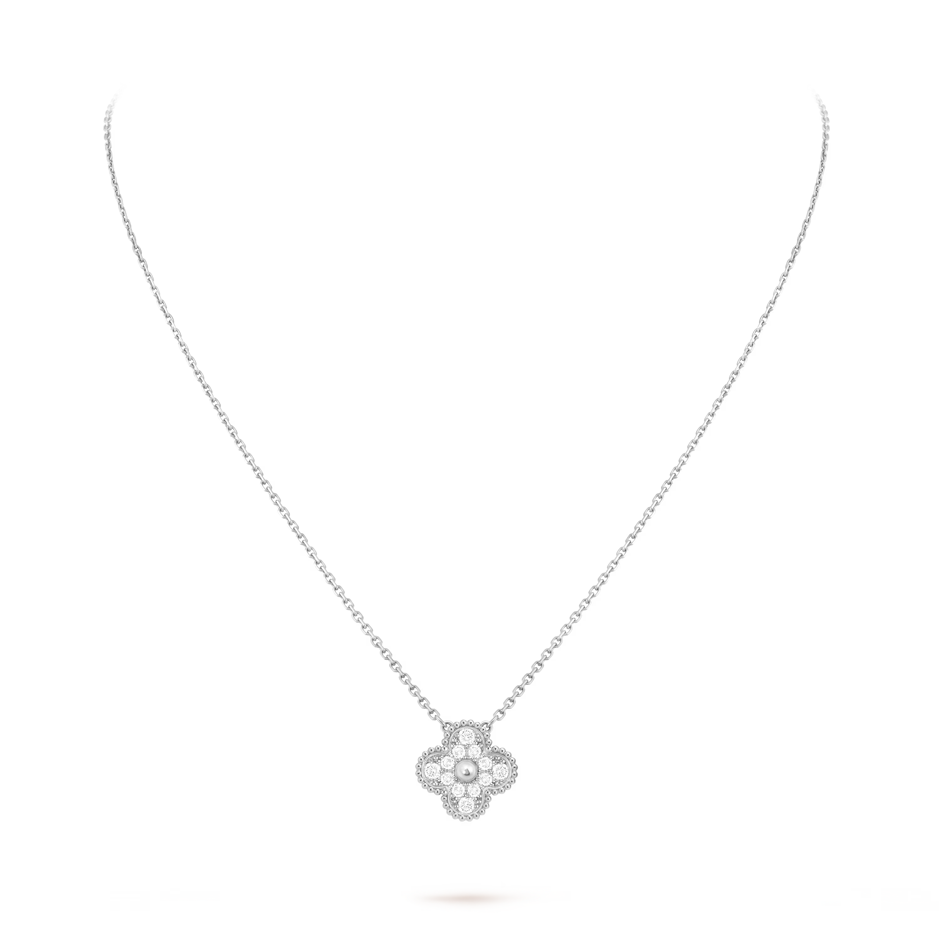 [Camiery] VA CLOVER 15MM DIAMOND WHITE GOLD NECKLACE