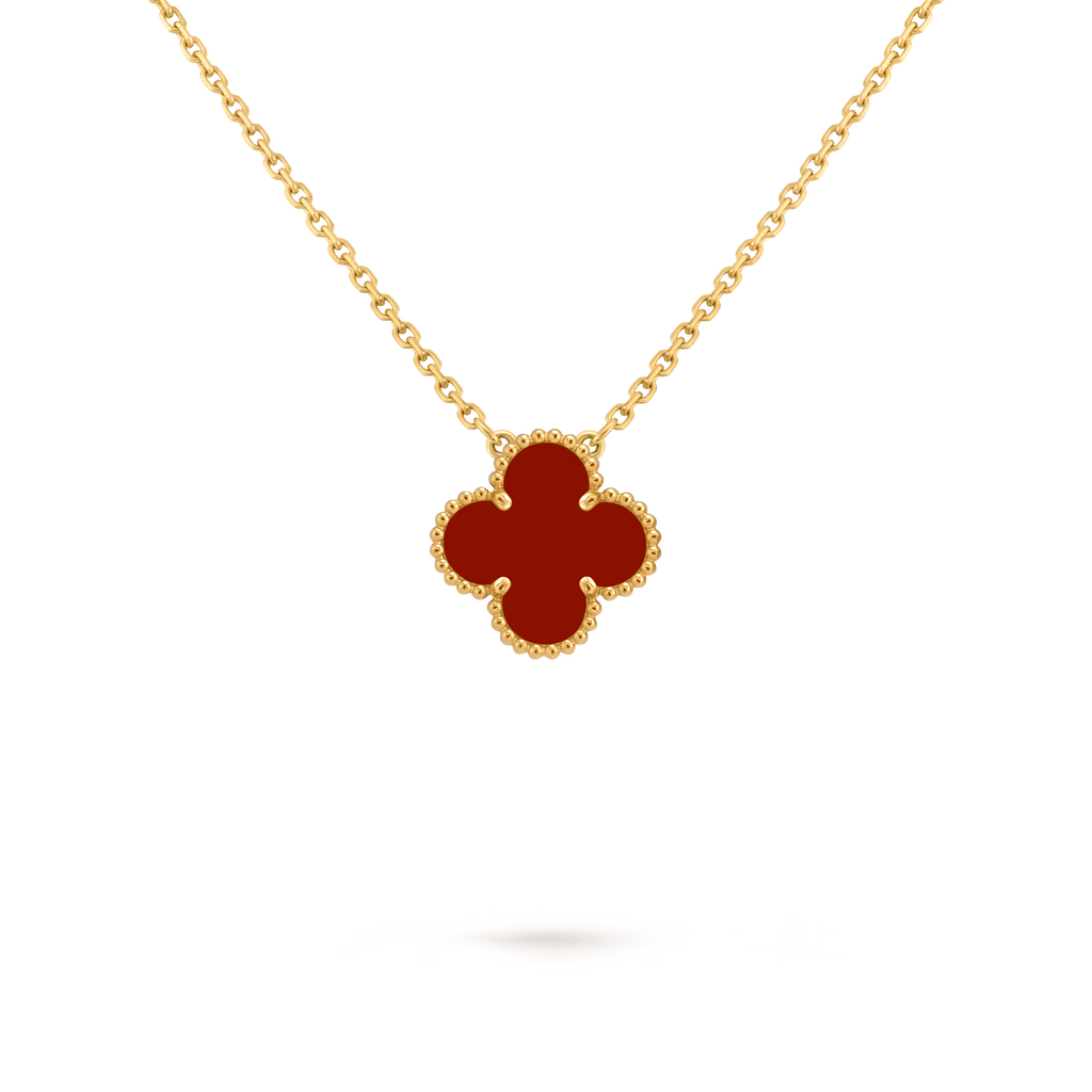 [Camiery] VA CLOVER 15MM RED AGATE GOLD NECKLACE