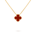 [Camiery] VA CLOVER 15MM RED AGATE GOLD NECKLACE
