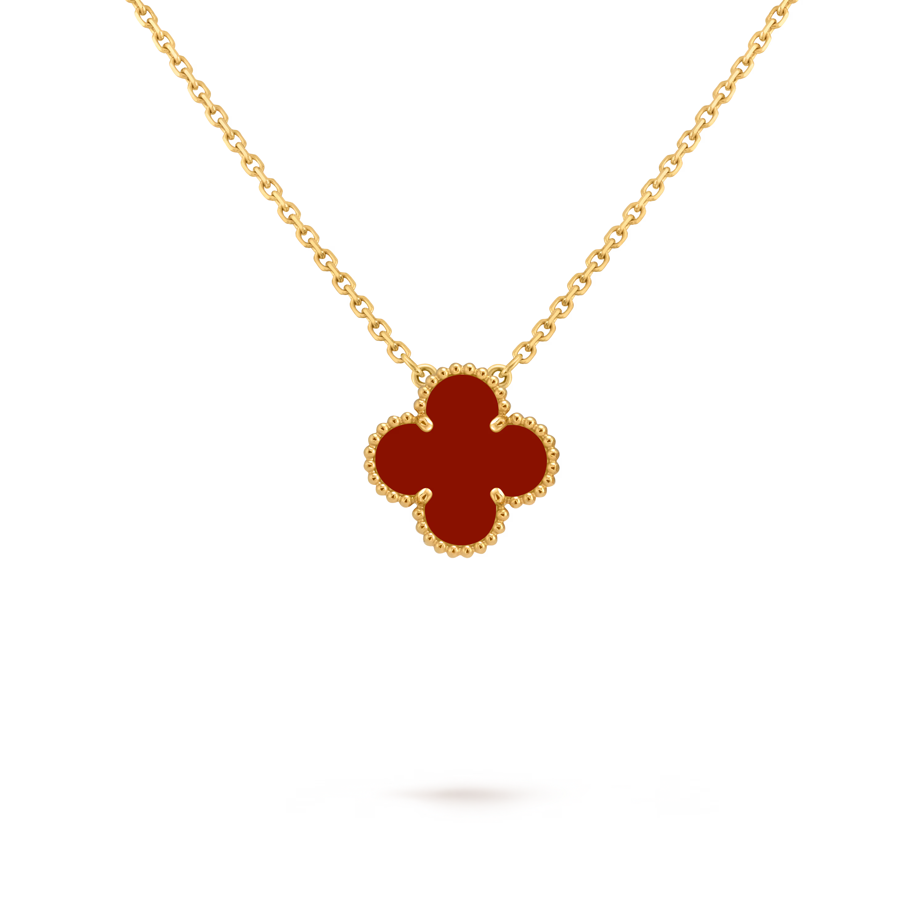 [Camiery] VA CLOVER 15MM RED AGATE GOLD NECKLACE
