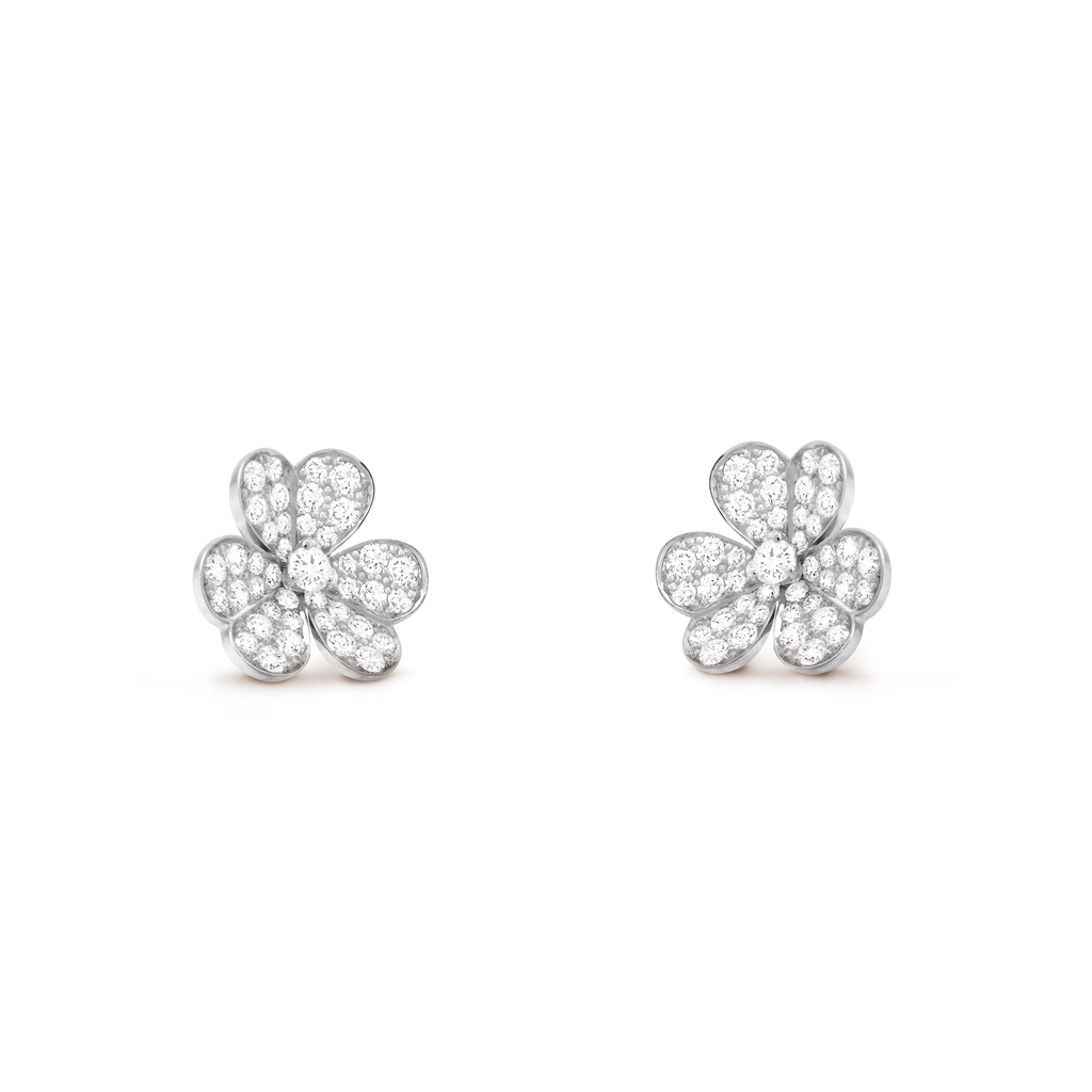 [Camiery] VA CLOVER COMOS DIAMOND WHITE GOLD EARRINGS