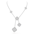 [Camiery] VA CLOVER 5 MOTIFS WHITE GOLD DIAMONDS NECKLACE