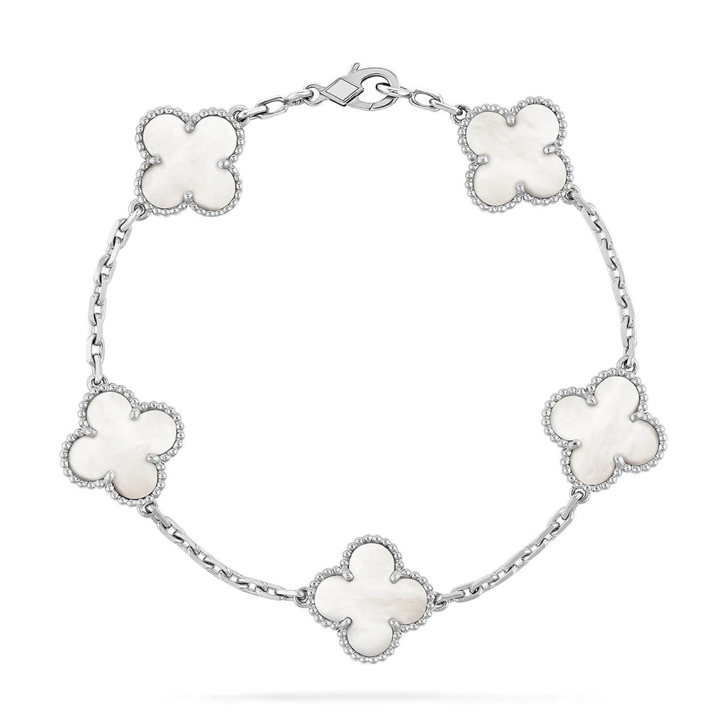 [CLOVER JEWELRY]CLOVER WHITE PEARL MOP 5 MOTIF BRACELET COLLECTION
