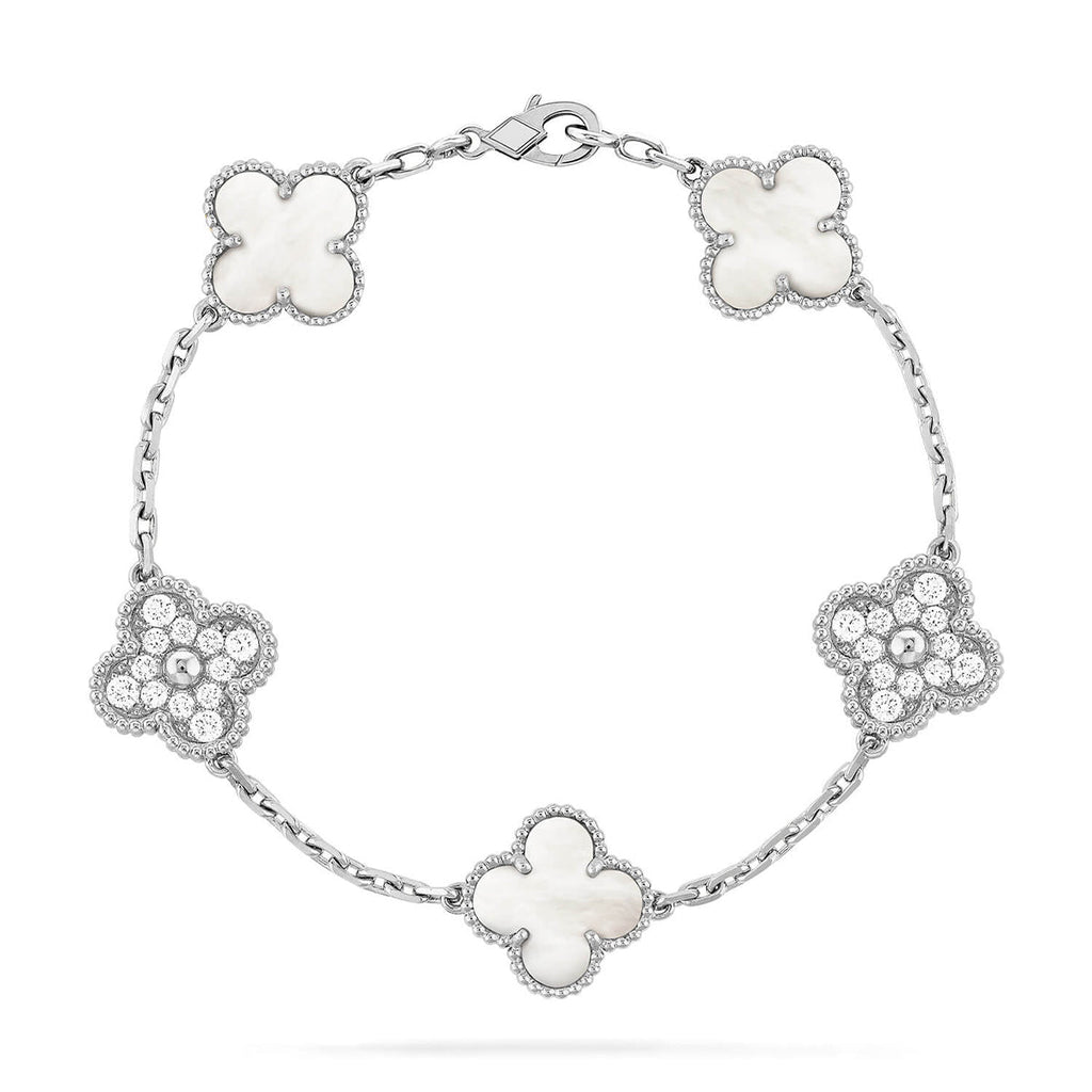 [CLOVER JEWELRY]CLOVER WHITE PEARL MOP 5 MOTIF BRACELET COLLECTION