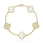 [CLOVER JEWELRY]CLOVER WHITE PEARL MOP 5 MOTIF BRACELET COLLECTION